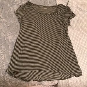 Green and white striped t-shirt